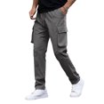 thumbnail image 2 of LWavelet Men's Cargo Straight Leg Joggers - Drawstring Waist Pocket Detail Comfortable Casual Daily Pants Dark Gray L, 2 of 4