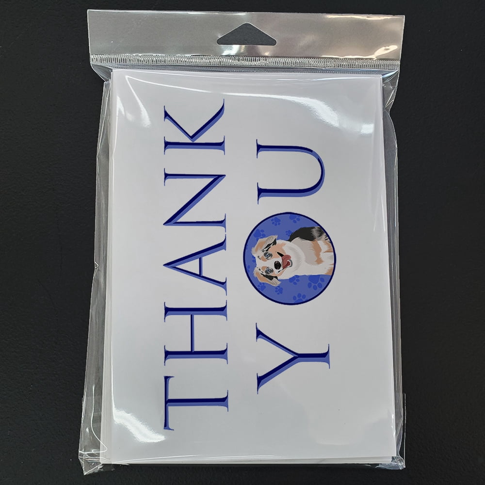 Australian Shepherd Blue Merle Puppy #1 Thank You Greeting Cards and Envelopes Pack of 8 7 in x 5 in