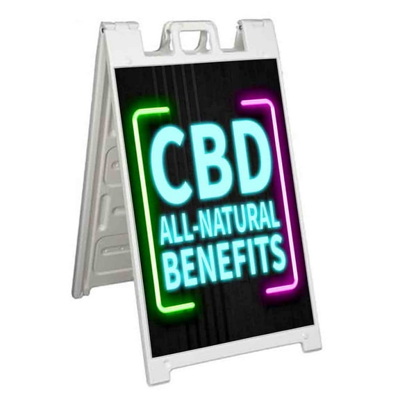 CBD All-Natural Benefits (24" X 36") Standard A-Frame Signicade, Includes Decal Applied To Stand