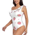 thumbnail image 2 of Haiem Hand Drawn Strawberry Women's One Piece Swimsuits Tummy Control One Shoulder Bathing Suits Ruffle Swimwear-XX-Large, 2 of 8