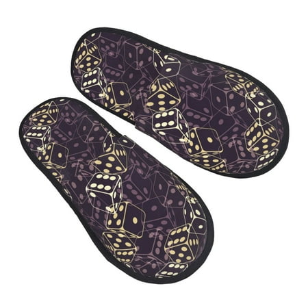 

Jgfou Dice Print Womens Cozy Memory Foam Slippers Soft Warm Slip On House Slippers Anti-Skid Rubber Sole Creative Gifts for Women Mom Girlfriend
