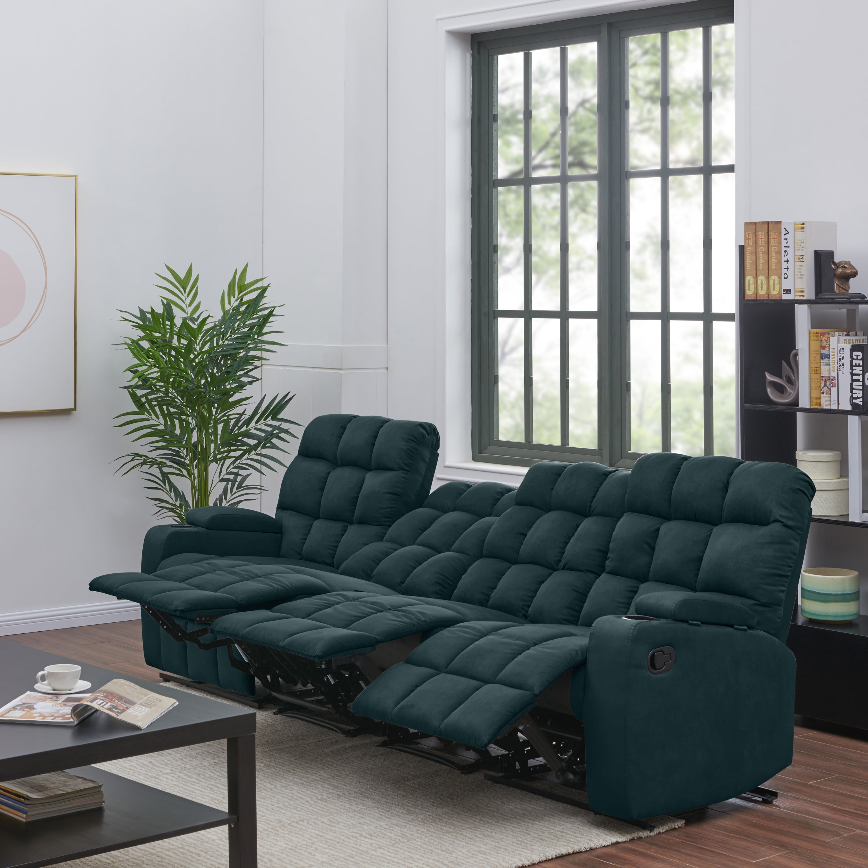 Homesvale Kayleigh Wall Hugger Storage 4 Seat Reclining Sofa - Walmart