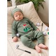 thumbnail image 6 of RUINIXCW Mama's Boy Outfit Newborn Baby Boy Hospital Coming Home Outfit Waffled Romper Infant Baby Girls Fall Winter Clothes Long Sleeve Jumpsuit Hat Set, 6 of 9