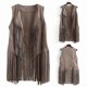 thumbnail image 4 of Vintage 70s Style Fringe Waistcoat for Women - Sleeveless Faux Suede Vest with Boho Design, 4 of 5