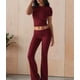 thumbnail image 5 of Pantalón de Traje de Corta Ajustado de Color Liso Color Vino Tinto M, 5 of 9