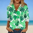 thumbnail image 2 of Camisas de cuello de la tripulación de manga corta para las mujeres hawaiana impreso cuello acampanado blusa casual suave verano playa top, 2 of 6