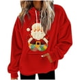 thumbnail image 4 of Flannel Hoodies Womens Christmas Outfits Funny Santa Claus Sweatshirt Soft Velvet Hooded Pullover Sweater Tops (L, Red 02), 4 of 7