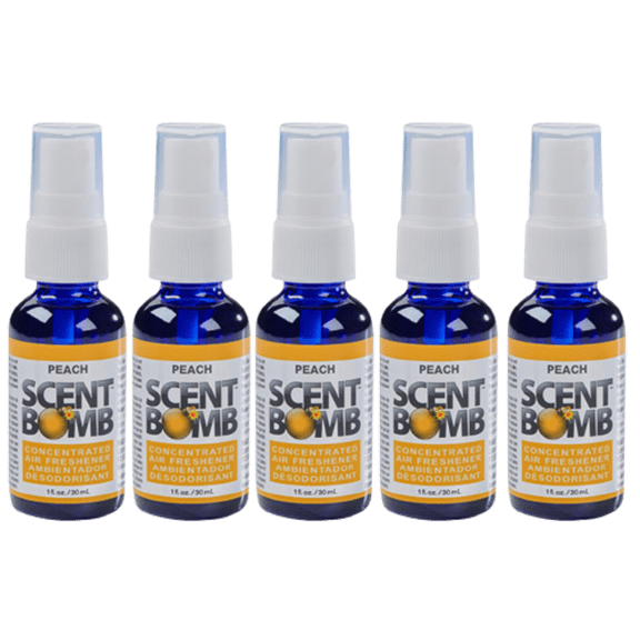 Scent Bomb Air Freshener Spray, 100 % Oil Based Concentrated Air Freshener, Air Freshener Spray for Car, Room, Bathroom and Odor Eliminator, Peach, 5 Pack
