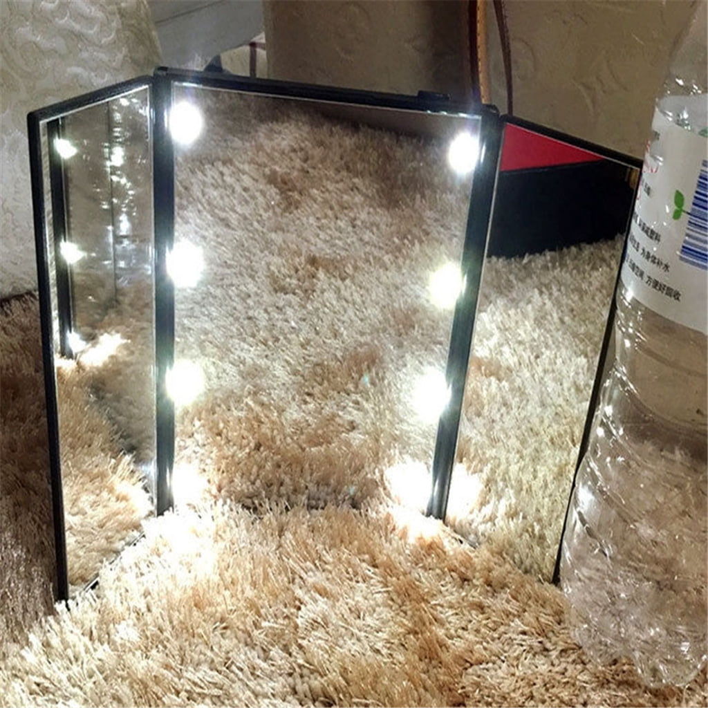 Lighted Tabletop Tri Fold Vanity Mirror W Led Lights Ideas Lighted Tabletop Tri Fold Vanity Mirror W Led Lights Ideas