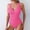 Hot Pink, variant on Jjayotai Women's One Piece Swimsuit Clearance, Solid Ribbed Padded Wide Straps V Neck Summer Tummy Control Bathing Suit Black M