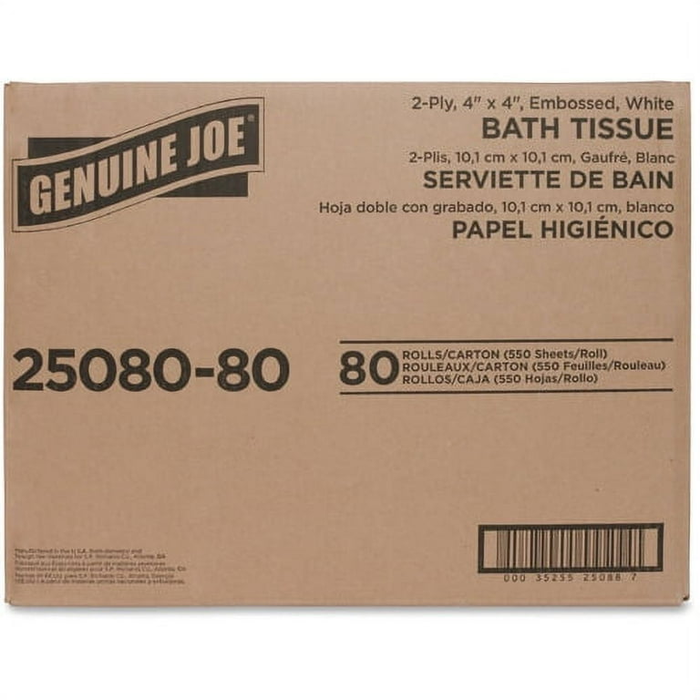 Genuine Joe Embossed Roll Bath Tissue - 2 Ply - 4 Genuine Joe Embossed Roll Bath Tissue - 2 Ply - 4