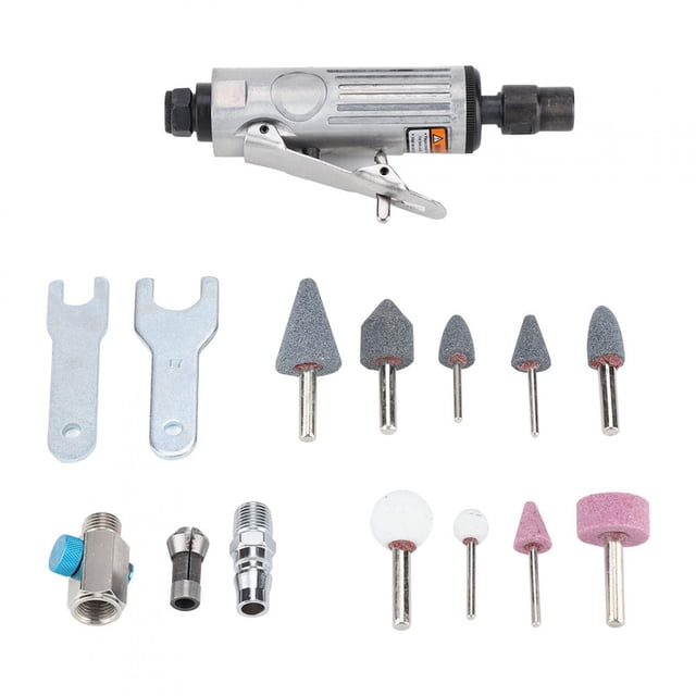 Qiilu Amoladora de aire de 16 piezas de 1/4 ", herramienta de pulido neumática de alta resistencia, kit de grabado de pulido de amoladora de aire de 1/4" 1/8 " Khall Tendencias
