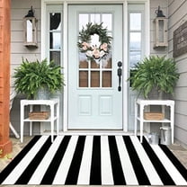 Black White Striped Rug 4x6 Front Door Mats OutdoorWashable Rug For Front Porch Decor Spring Summer Welcome Mats Outdoor Indoor Doormat For Farmhouse Entryway Home Entrance