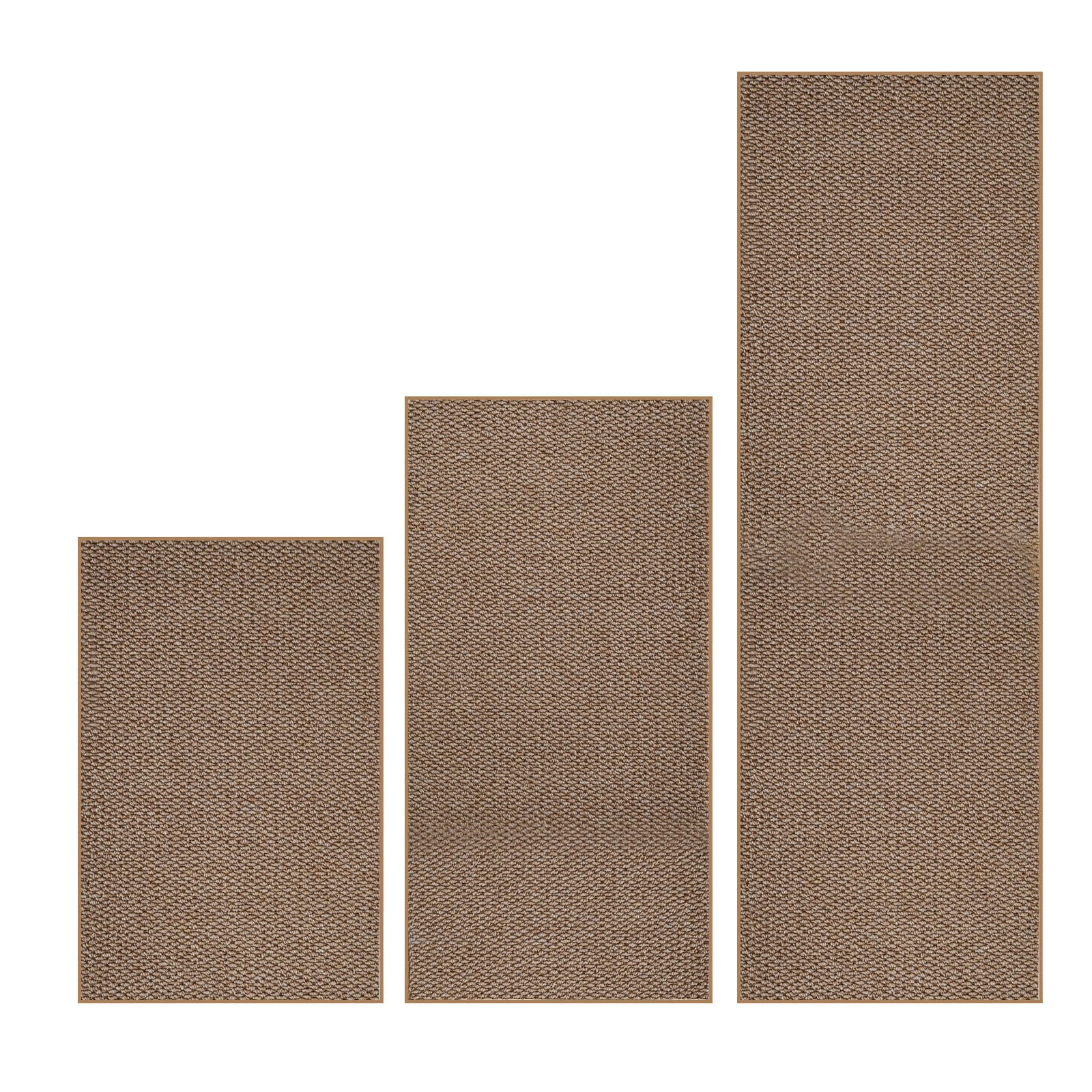 CQCYD Jute Burlap Rug Trio, Non Slip Indoor Outdoor Doormats, Thick Comfortable Kitchen Office Mats, Easy Clean Oil Resistant Entryway Rugs