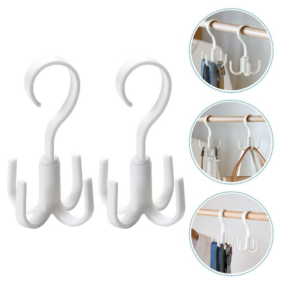 IBASETOY 2Pcs Space Saving White Bag Hanger Hook with 360 Degree Rotation for Belt Scarf and Purse