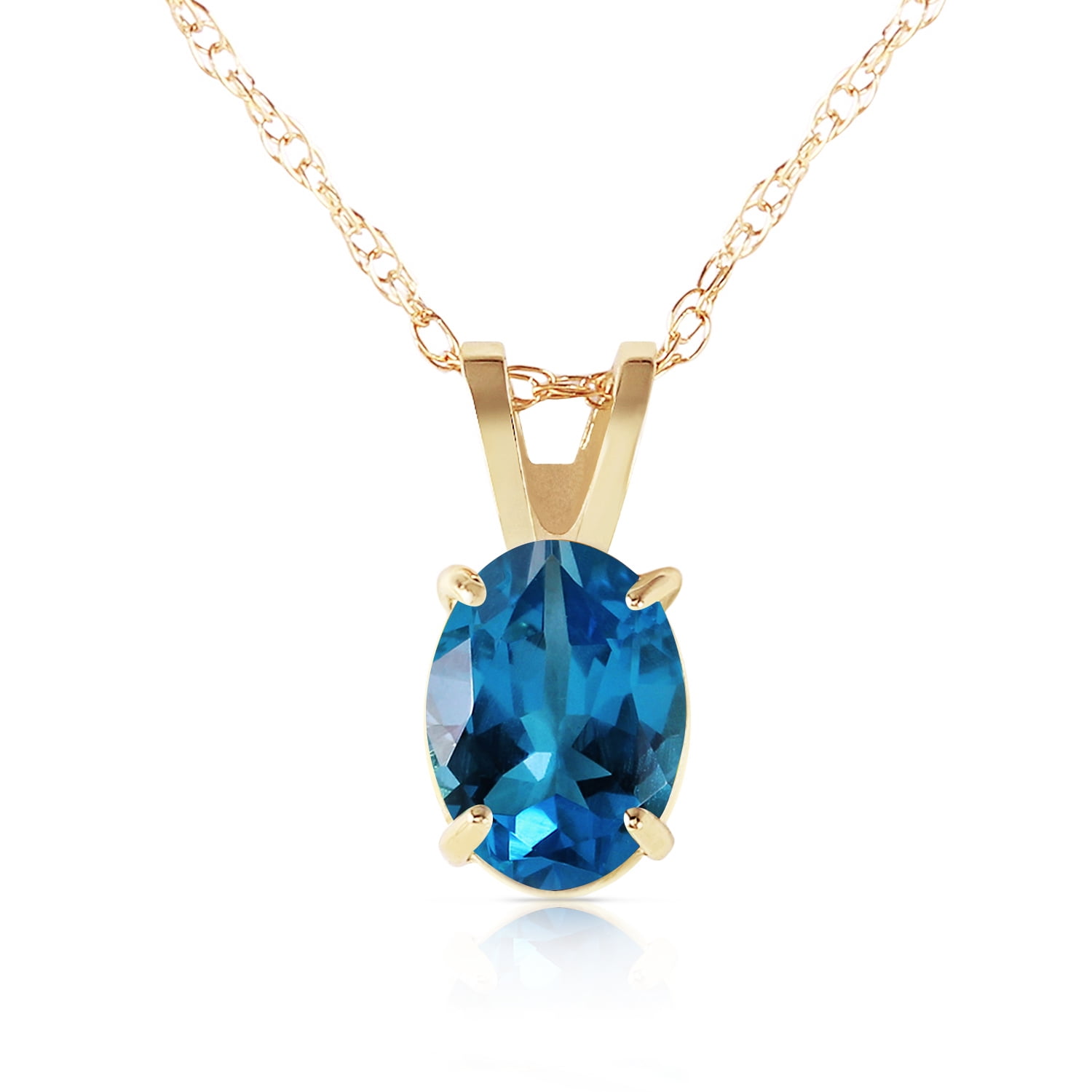 Galaxy Gold 14K Solid Gold 0.85 Carat Natural Blue Topaz Pendant Necklace for Women - Yellow Gold Fine Jewelry