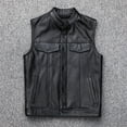 thumbnail image 4 of Bcfgryg Men'S Trendy Fashionable Cool And Handsome Zipper Button Motorcycle Casual Leather Vest Men's Work Vest, 4 of 5