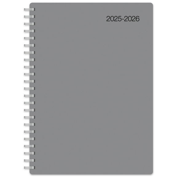 2025-2026 Office Depot® Brand Weekly/Monthly Academic Planner, 5" x 8", 30% Recycled, Gray, July 2025 To June 2026