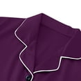 thumbnail image 3 of RYRJJ Womens Silk Satin Pajamas Set Long Sleeve Sleepwear Button Down Shirt and Wide Leg Pants Nightwear 2 Piece Lounge Set Pjs Sets(Purple,XXL), 3 of 4