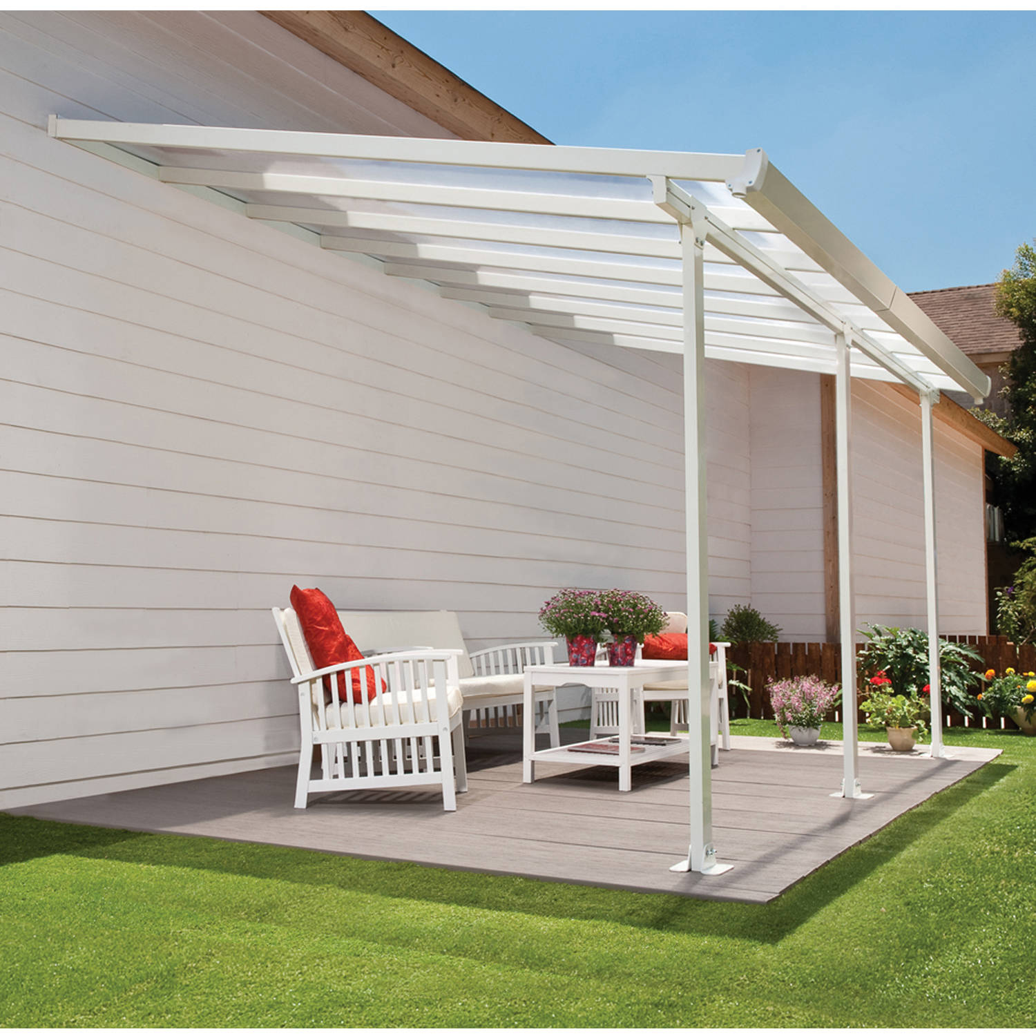 Palram - Canopia Feria 13' x 26' Polycarbonate/Galvanized Steel Patio Cover - White/Clear - image 2 of 9