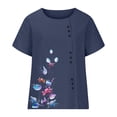 thumbnail image 6 of Babysbule Women's Tops Fashion Woman Rounk Neck Short Sleeve Blouse T-Shirt Printing Loose Tops, 6 of 6