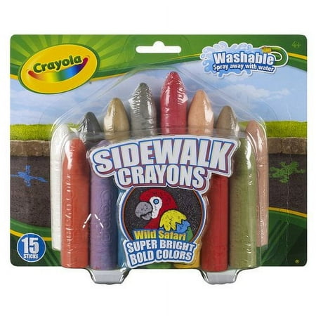 Crayola Washable Sidewalk Crayons Wild Safari, 15 Crayons