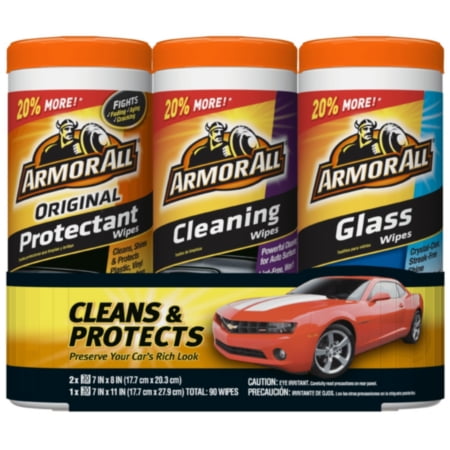 Armor All Original Protectant, Cleaning & Glass Wipes Triple Pack (3 x 30 count)