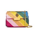 thumbnail image 3 of Bolso de mano de mujer con diamantes sintéticos, bolso de ante arcoíris para mujer, bolso cruzado de colores combinados, bolso de mano con piedras de retazos, 3 of 4