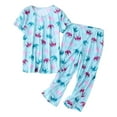 thumbnail image 4 of Comfortable Pajama Set Two Piece Cotton Sleepwear V Neck Short Sleeve with Capri Bottoms, 4 of 4