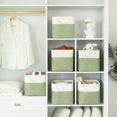 thumbnail image 6 of 11x11 Cube Storage Bins,6 Pack Foldable Fabric Cube Organizer Bins with Rope Handles ,Storage Cubes for Organizing Bedroom, Living Room, Clothes and Toys, Shelves and Closet (White&Green), 6 of 7