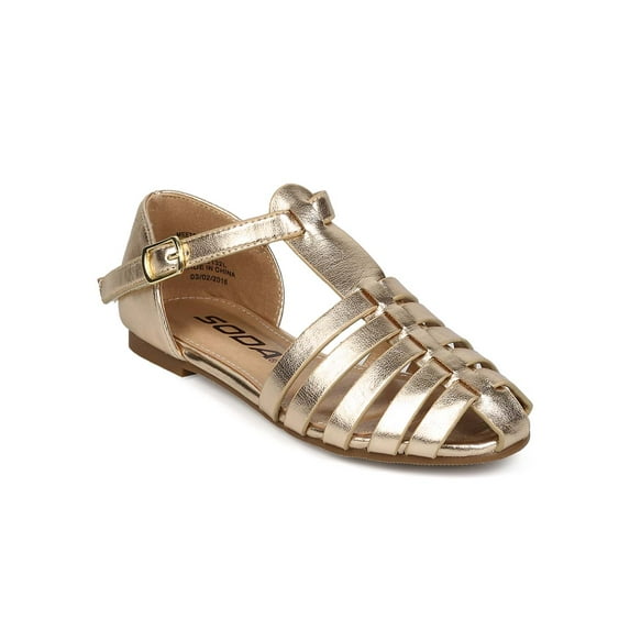 New Girl Soda Jarrow-2S Metallic Classic D'orsay Fisherman Sandal Flat Sz 9 - 4