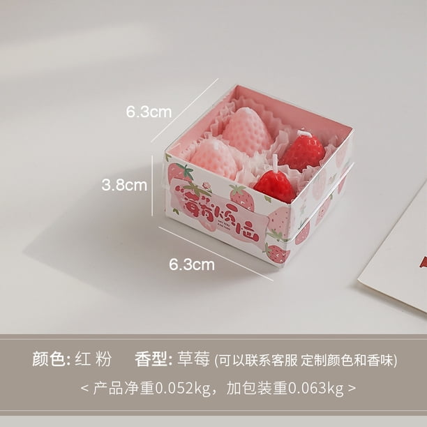 Xiao Hua Velas de aromaterapia de fresa de 4 piezas, caja de regalo con fragancia para acompañar fiestas, decoración familiar, velas pequeñas, 2 rosas y 2 rojas.