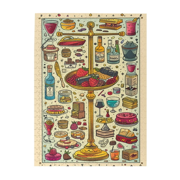 500 pcs Food Illustration 500 Piece Puzzle For Adults,Funny Artwork For Adults,Unique And Beautiful Design,Classic Food Wooden Puzzles 500 Piece,Great For Relaxation And Display For Puzzle Lovers