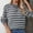 Gray, variant on Crunowin Women's Striped Sweater, Warm Cozy Comfort Round Neck Long Sleeve Loose Fit Casual Pullover Tops Gray M