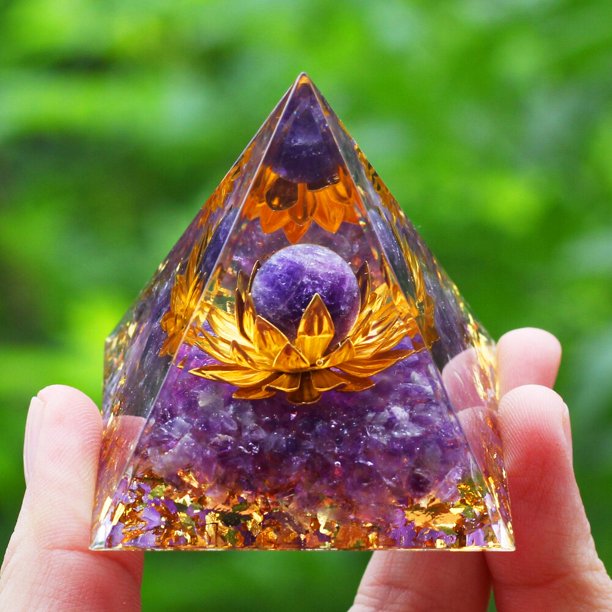Generador de energía de pirámide de orgón de piedra de cristales, amatista Natural, Peridoto, Reiki, Chakra, herramienta de meditación, decoración de habitación, regalo de Navidad
