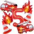 thumbnail image 1 of 1Set Fire Truck Balloons Set Red 32Inch Number Balloon Flame Balloons For Baby Shower Firefighter Birthday Party Decoration, 1 of 5