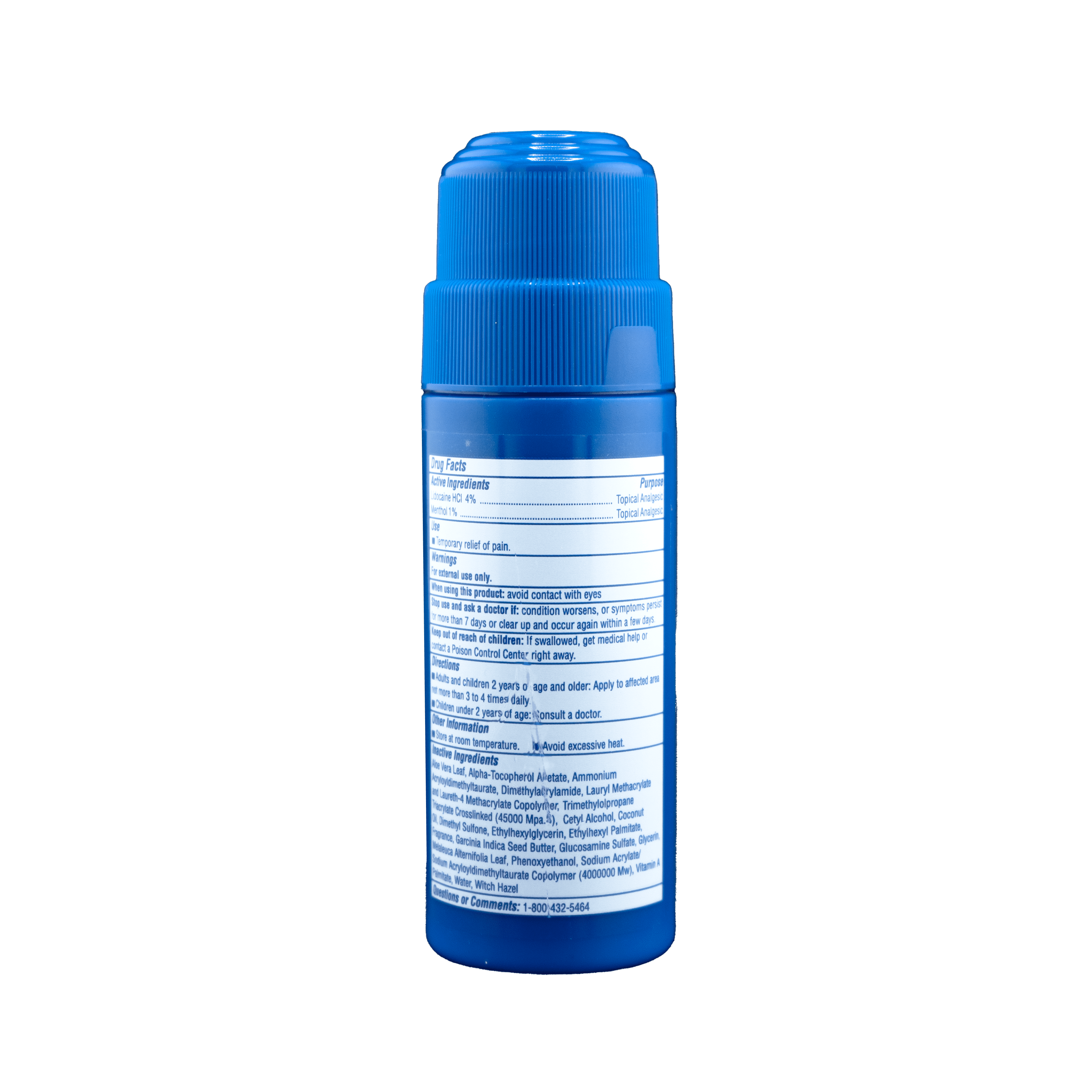 (3 pack) Blue Stop Max Roll-on with 4% Lidocaine + 1% Menthol, for Pain Relief in Muscles, Joints and Nerves, 3 oz