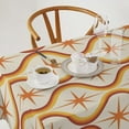 thumbnail image 2 of Orange Atomic Tablecloth, Mid Century Modern Yellow Burgundy Oval Shapes Pattern Table Cloth Cover for Holiday Home Picnic Party Wedding Buffet Parties Camping Rectangle60x102, 2 of 6