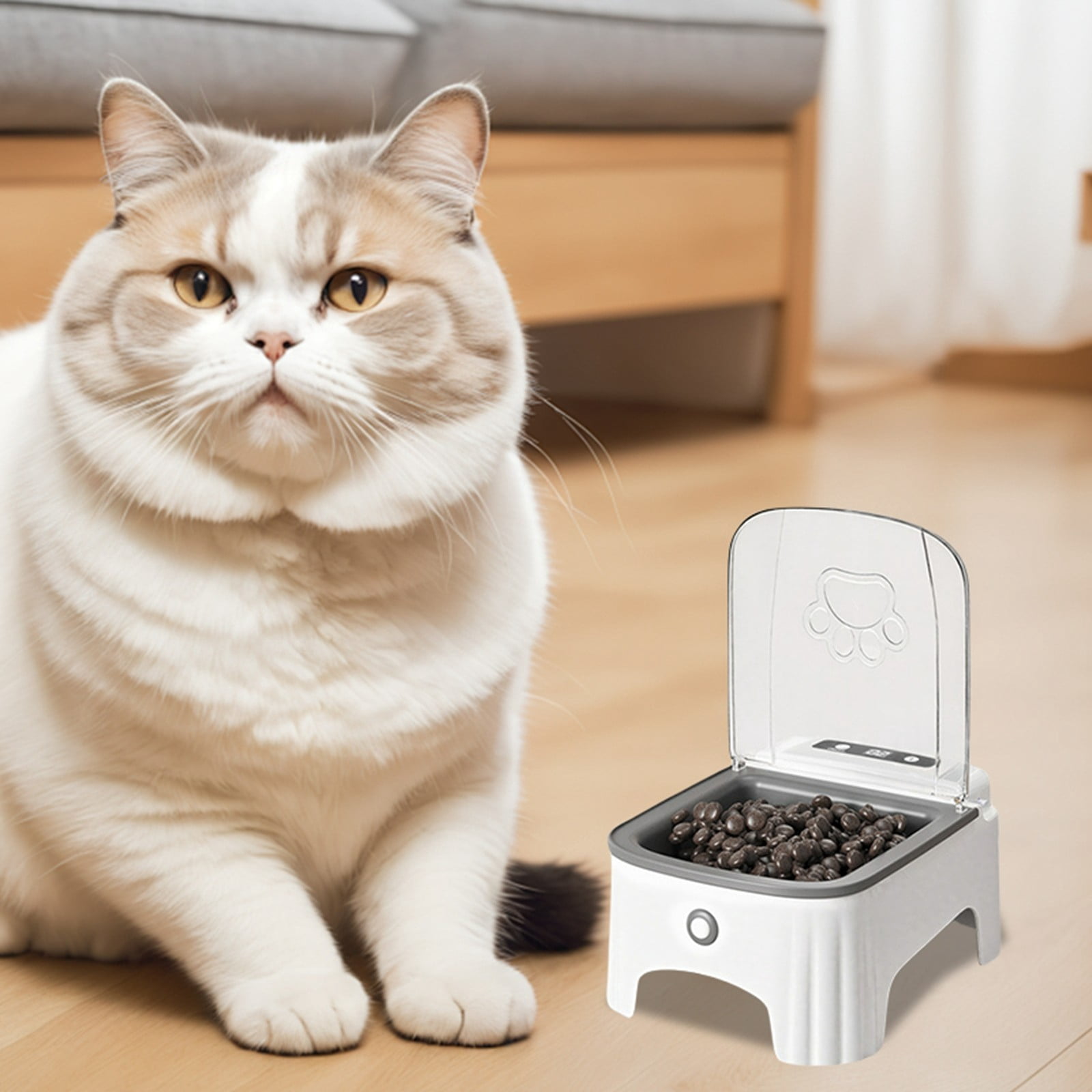 Smart Automatic Pet Feeder with Sensor Lid Opening and Programmable Timer for Cats and Dogs