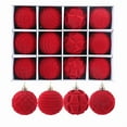 thumbnail image 6 of FlareFable 3" Carving Velvet Christmas Tree Balls Hanging, with Multiple Patterns Luxurious Flocked Christmas Tree Balls Ornaments, Perfect Gift for Party Decor & Christmas Decoration, 6 of 7