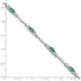 thumbnail image 3 of Sterling Silver Rhodium-Plated Emerald And Diamond Bracelet (7 X 3) Made In Thailand qx852e, 3 of 5