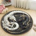 thumbnail image 5 of Snowy Village Round Area Rug, winter scene circle carpet for living room or holiday entryway, soft washable non-slip floor mat, cozy Christmas décor accent, 5 of 6