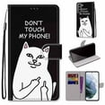 thumbnail image 2 of For Samsung Galaxy S22 Plus Case, Mantto Magnetic PU Leather Phone Case With Hand Rope Strap Cute Pattern Painted Flip Credit/ ID Card Wallet Slots Stand, White Cat, 2 of 8