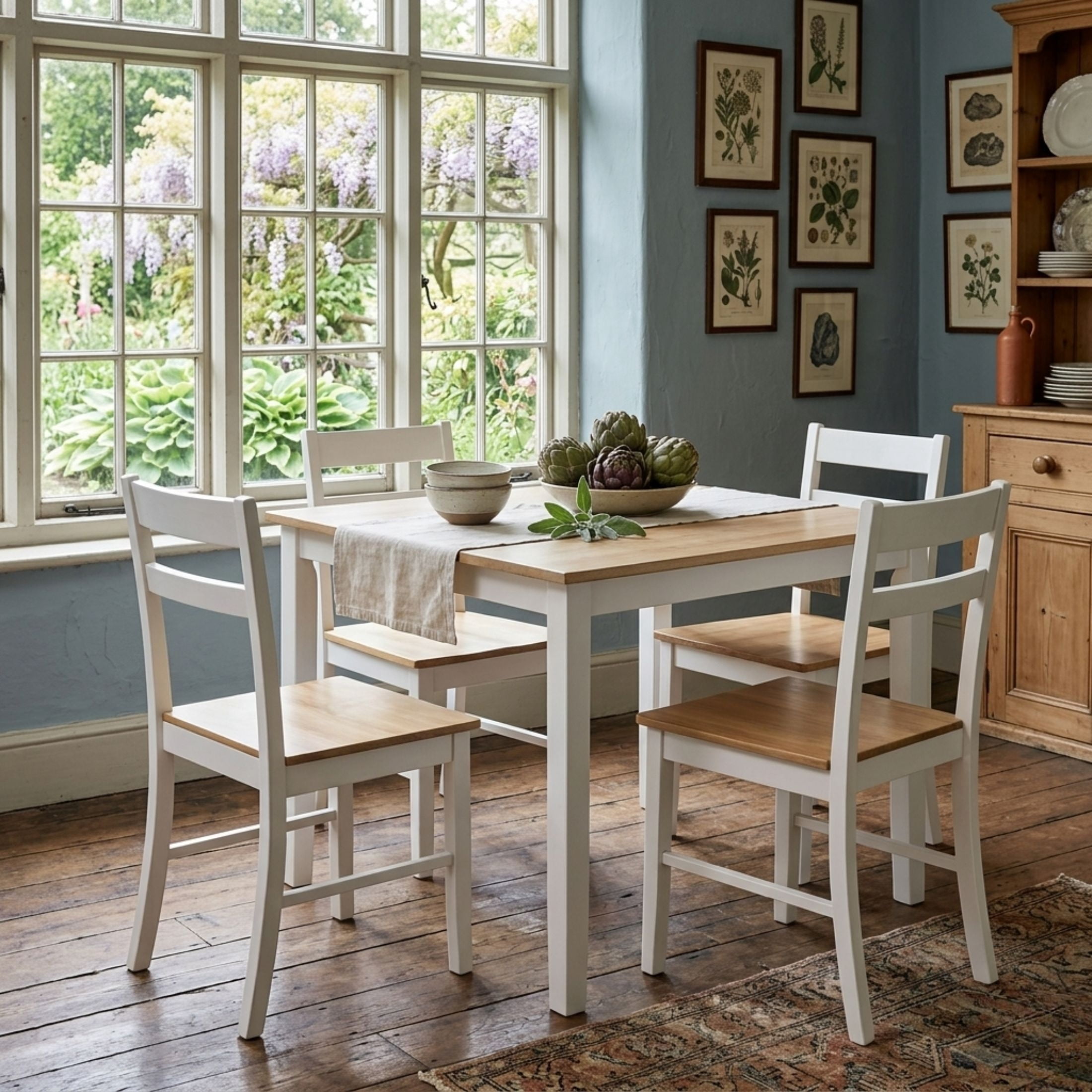 Mainstays Compact 5-Piece Dining Set for Small Spaces, White & Natural