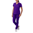 thumbnail image 1 of Adar Addition Go-Basic Scrub Set For Women - Slim V-Neck Scrub Top & Skinny Cargo Scrub Pants, 1 of 7