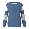 thumbnail image 5 of Xcmzpl Womens Sweatshirts Casual Color Block Crewneck Sweatshirt Lightweight Sweater Tops Cotton Long Sleeve Shirts Winter Fashion, 5 of 5