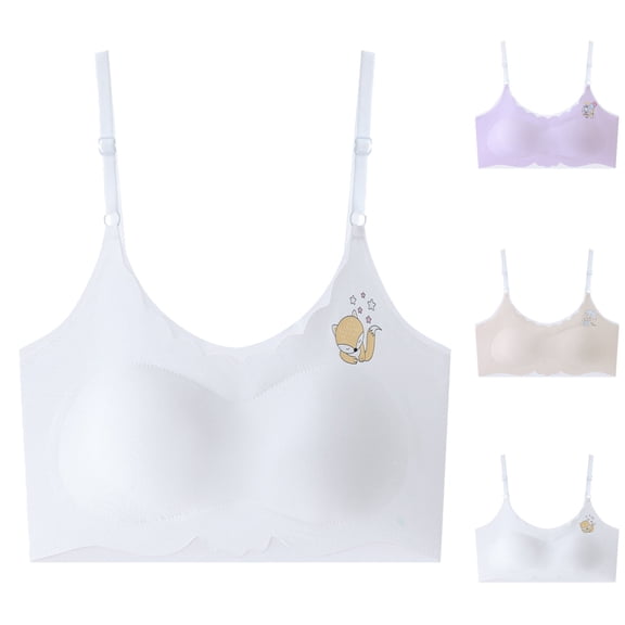 Miaoju Girls Padded Training Bra, Cotton Crop Cami Bras with Adjustable Straps Wireless Light 10-16 Years