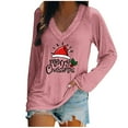thumbnail image 2 of Sevevn Women's Fashion Christmas Printed Loose Long Sleeve Blouse V-Neck Casual Pullover Tops Blouses Pink XXL Holiday Gift Finder, 2 of 4