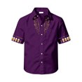 thumbnail image 4 of Boys Oktoberfest Embroidered Short Sleeve Button Down Shirt, Kids Western Festival Lapel Shirt, Casual Solid Color Decorative Print Top for Daily Party Wear(Dark Purple2,9-10 Years), 4 of 5