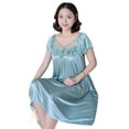 thumbnail image 5 of Women Sexy Sleepwear Silk Satin Short Sleeve Nightgown Robes Night Dress Nightie, 5 of 5